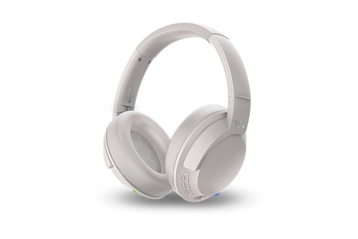 TCL Cement Gray On-Ear Noise Cancelling Hi-Res Wireless Headphones with Built-in Mic - ELIT400NCWT - Image 2