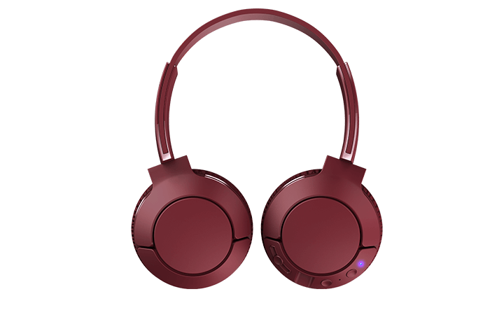 TCL Burgundy Crush Wireless On-ear Bluetooth Headphones with Mic - MTRO200BTRD - Image 3